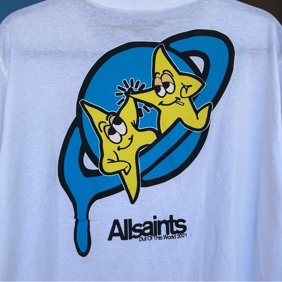 All Saints Other - ALLSAINTS High Five "Out of the World 2021" White Long Sleeve Graphic Tee L